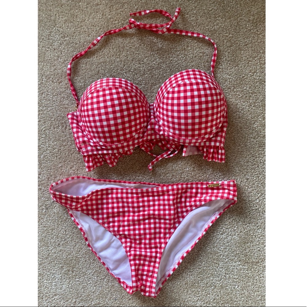 Red gingham 2 piece swimsuit